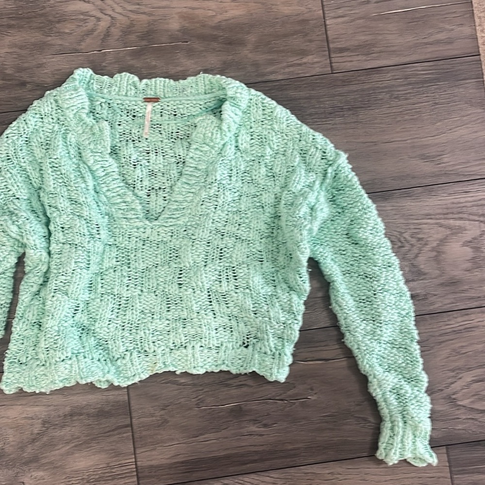 Free people good condition Mint Green Knit Sweater size XS - Picture 5 of 9